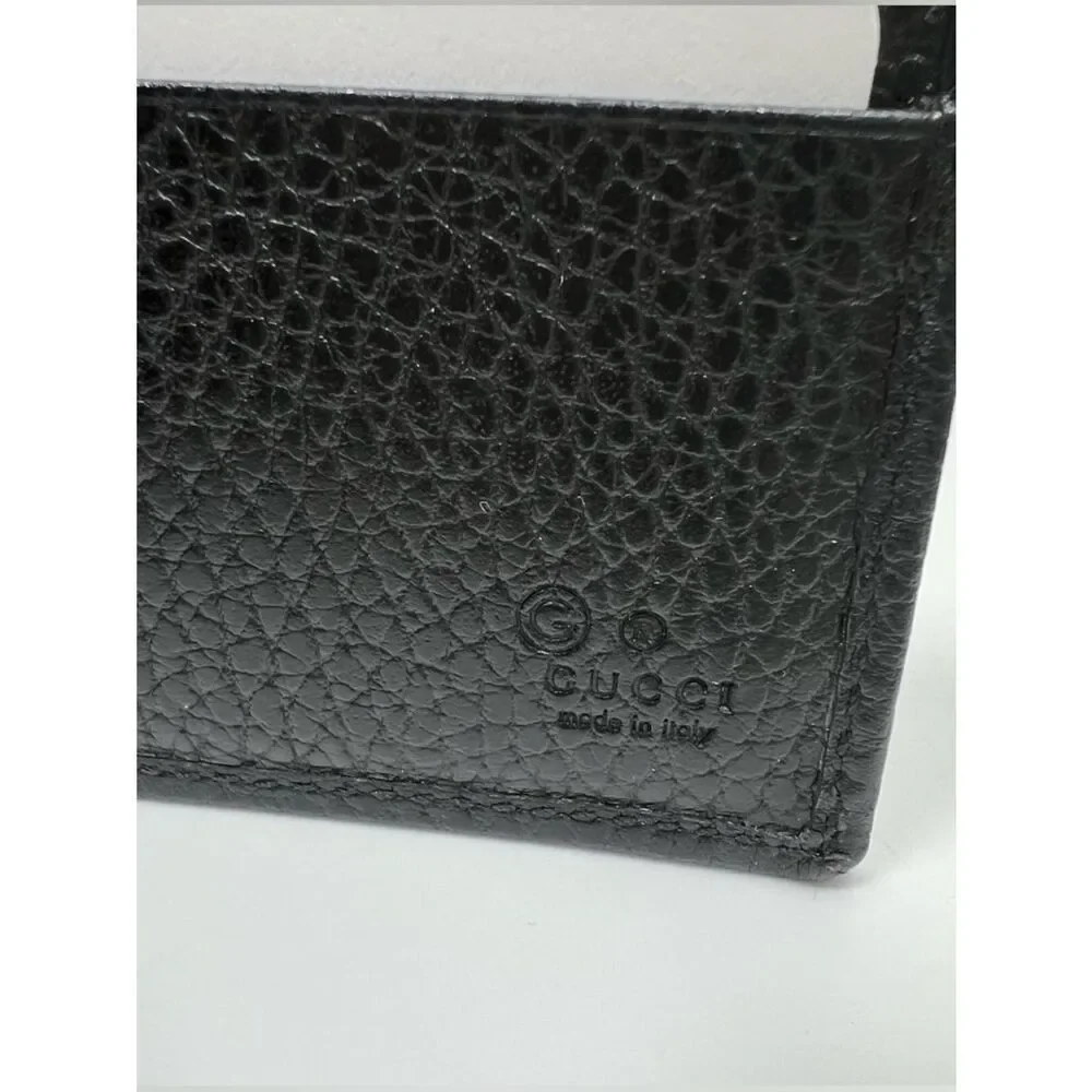 Gucci GG Black Canvas With Grained Leather Trim Bi fold Men wallet with Insert